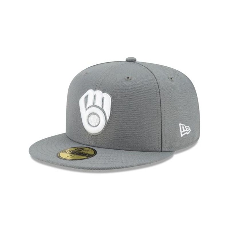 MLB Milwaukee Brewers Floral Undervisor 59Fifty Fitted (TIW4771) - Grey New Era Caps